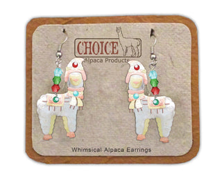 Whimsical Christmas Alpaca Earrings FUN Earrings 