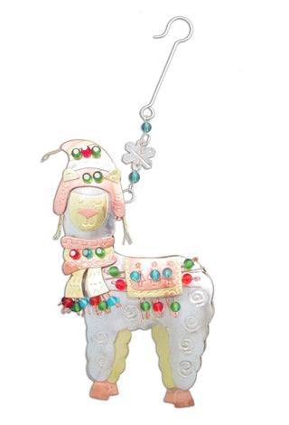 Whimsical Christmas Alpaca Ornament - Purely Alpaca